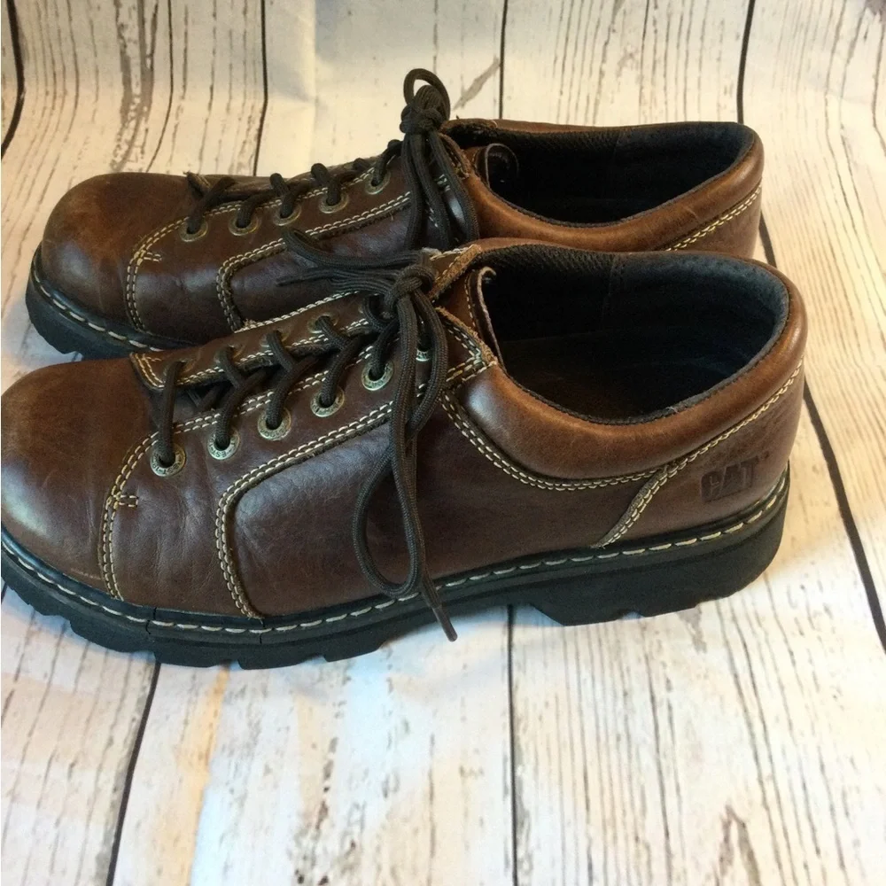 Cat Engineered Duribility Men's Brown Leather Shoes Size 11